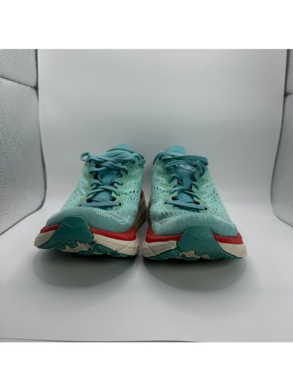 Hoka One One W Clifton 8 Shoes Womens Size 7.5 B Blue Coral Running Cushioned - Picture 2 of 9